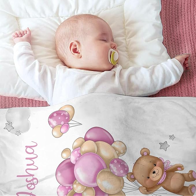 Personalized Baby Blanket with Name - Customized Soft Flannel Blanket for Boys & Girls (30x40 Inches) - Ideal Gift for Baby Shower, Birthday, Christmas, Newborn