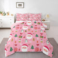Feelyou Santa Claus Kids Comforter Set King Size Christmas Decor Bedding Set New Year Gift Duvet Quilt for Kids Boys Girls Bedroom Merry Christmas Decor Microfiber Ultra Soft Breathable