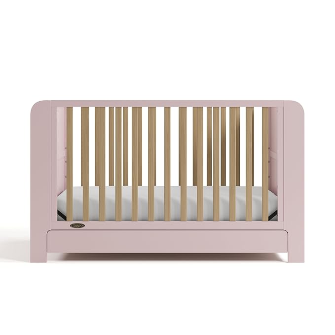 Graco Read-with-Me 4-in-1 Convertible Crib with Drawer (Blush with Driftwood) - GREENGUARD Gold Certified Converts to Toddler Bed, Daybed, and Functional Bookshelves