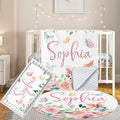 Custom Baby Crib Bedding Set, 3 Pcs Personalized Nursery Bedding Set with Name, Soft Baby Bedding Crib Sets with Blanket - Toddler Crib Sets for Girls Boys, Infant Newborn Gifts, Pink Animals