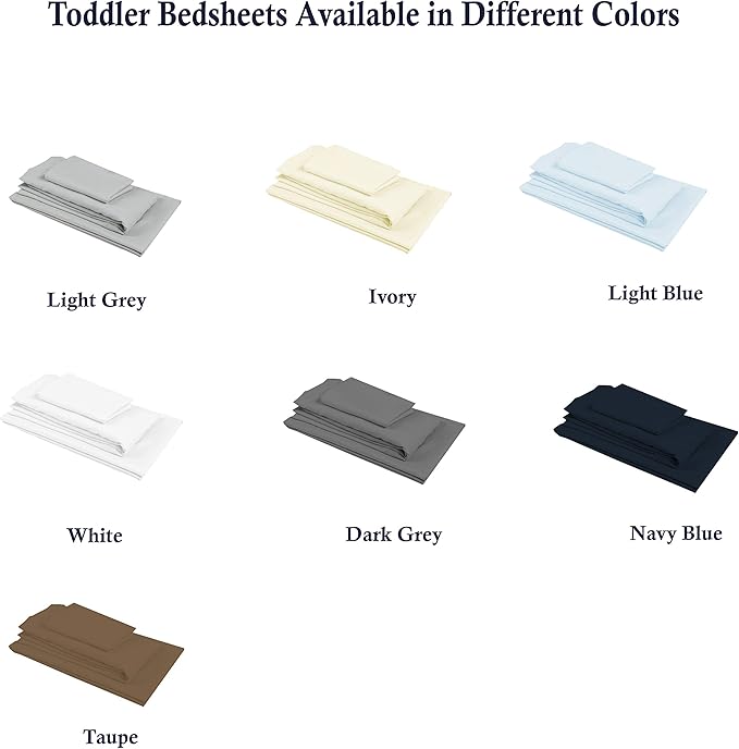 PLAIN PRINTED LINEN 3-Piece Toddler Sheet Set, 100% Cotton Fitted Sheet, Flat Sheet and Envelope Pillowcase, Mini Crib Sheets (Light Grey Solid)