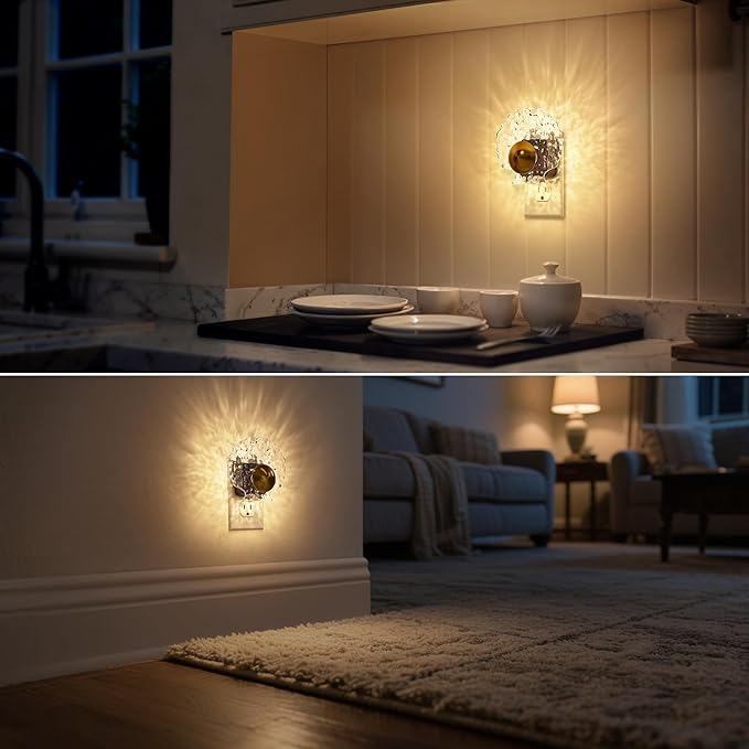 DORESshop LED Night Light, Night Lights Plug into Wall, Dusk-to-Dawn Sensor, 3000K Soft White, 0-100LM Adjustable Brightness, Dimmable Nightlights for Adults, Bathroom, Hallway, Stairway