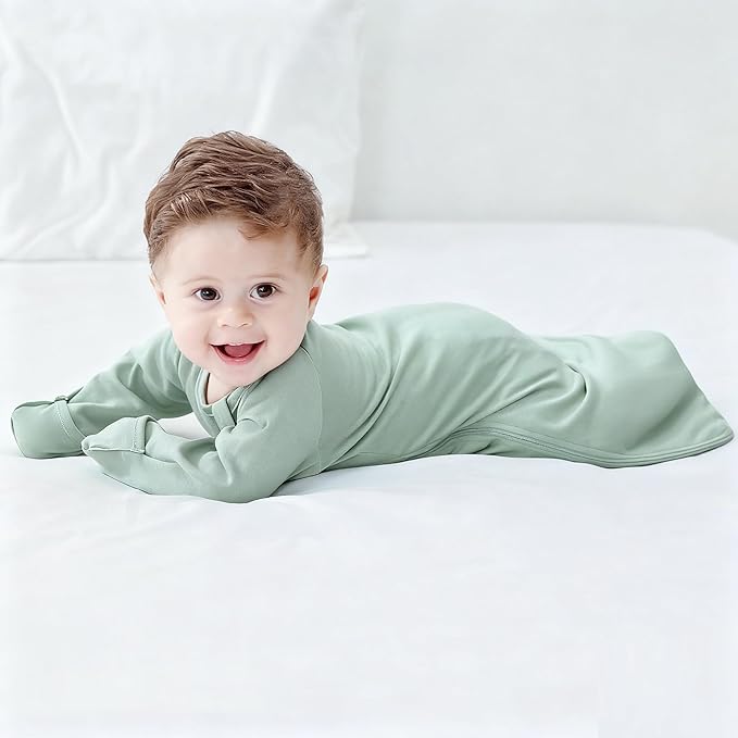 Baby Transitional Swaddle Sack Arms Up Length Sleeves Mitten Cuffs 2 Pack 3-6 Months, Soft Cotton Wearable Sleeping Bag Swaddling Blanket for Boys Girls Sleep Sacks Snug Fit Calms Startle Reflex