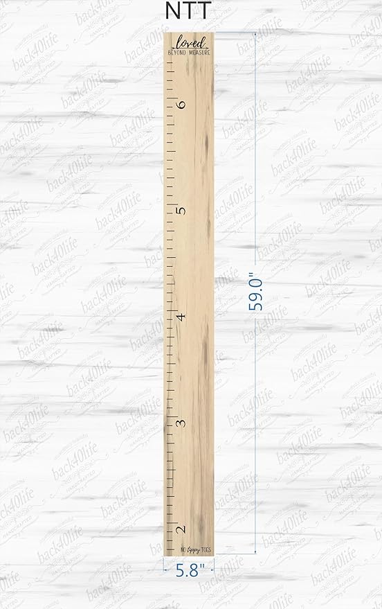 Farmhouse Style Wooden Kids Growth Chart Ruler for Boys and Girls (Weathered White - NTT)