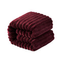 NTBAY Plush Flannel Twin Bed Blanket, 60X80 Inches Soft and Warm Lightweight Blanket with Striped Texture Bed Blanket for Couch Sofa Bed All Seasons, 60"x80", Wine Red