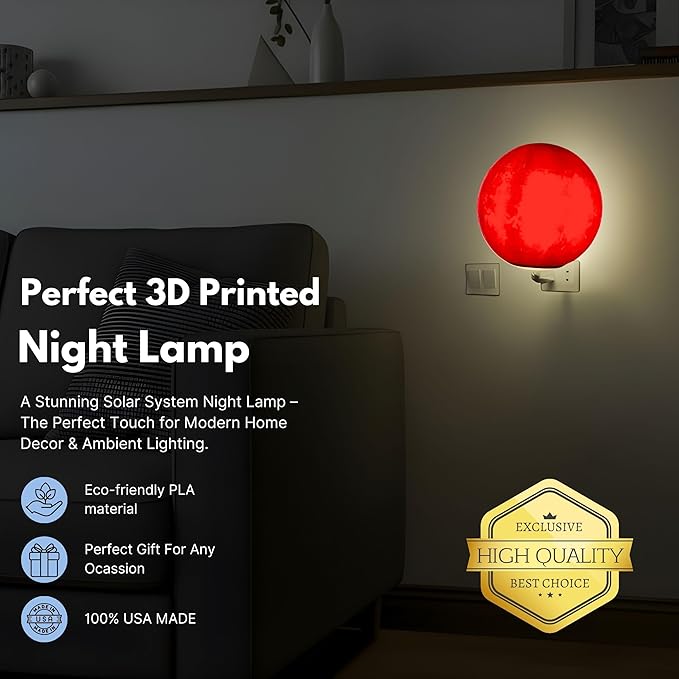 Moon Night Lights | Night Lamp LED Light | 3D Solar System NightLight, Planet Home Décor, Space Nursery, Kids Room, Space Gift, Birthday Gifts, Bedroom Decorations (Sun, 5 Inch)