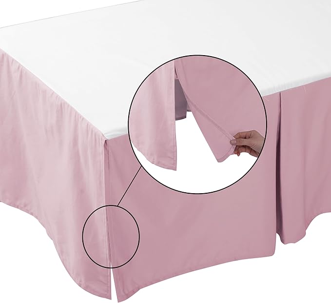 Crib Skirt Dust Ruffle, 100% Egyptian Cotton 400 Thread Count Soft Breathable Crib Bedding Skirt for Baby, Boys and Girls, 52"X28" with 14" Crib Bed Skirt Fading Resistant (Pink Solid)