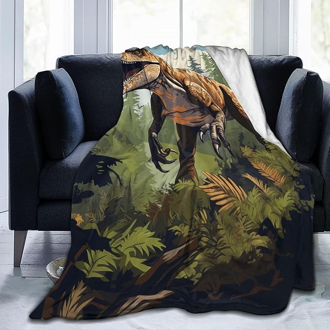 Dinosaur Blanket Gifts for Boys Kids Jurassic Tyrannosaurus Dino Flannel Throw Blankets for Home Couch Bed Sofa Soft Fuzzy Lightweight Decor All Season 80x60 Inches