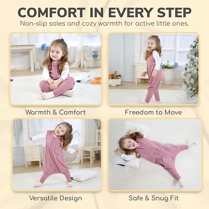 Mama Cheetah Toddler Sleep Sack with Feet 4T-5T, 0.5 TOG Organic Cotton Baby Wearable Blankets with Legs, Baby Sleeping Bag for Walkers, Early Walker X-Large