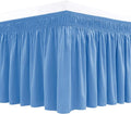 Biscaynebay Wrap Around Bed Skirts for Full & Full XL Beds 15" Drop, Denim Blue Elastic Dust Ruffles with Adjustable Belts Silky Luxrious Fabric Machine Washable