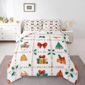 Feelyou Christmas Decor Kids Comforter Set Toddler Size Red Bowknot Bedding Set New Year Gift Duvet Quilt for Kids Boys Girls Bedroom Happy New Year Decor Microfiber Ultra Soft Breathable