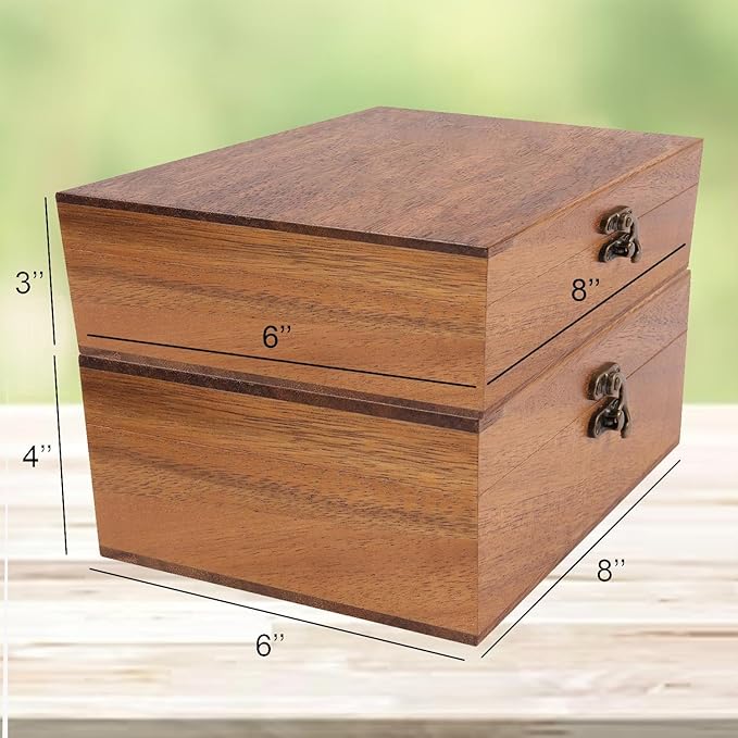 Personalized Large Wooden Keepsake Box with Pine/Walnut(8*6*3in), Custom Memory Box for Wedding Gifts, Personalized Gifts for Women/Wife/Couple, Keepsake Storage Decorative Wood Box for Wedding