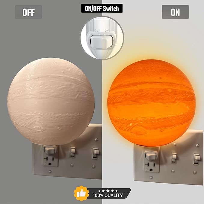 Moon Night Lights | Night Lamp LED Light | 3D Solar System NightLight, Planet Home Décor, Space Nursery, Kids Room, Space Gift, Birthday Gifts, Bedroom Decorations (Jupiter, 6 Inch)