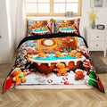 Feelyou Kids Christmas Gingerbread House Duvet Cover,Funny Gingerbread Man Bedding Set Full Size,Boys Girls Bedroom Room Decor,Merry Christmas Comforter Cover,Xmas Christmas Bedspread Cover