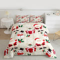 jejeloiu Merry Christmas Comforter Set Twin Size Xmas Santa Claus Bedding Set for Kids Boys Girls Cute Snowman Duvet Quilt Beige Bedroom Decor
