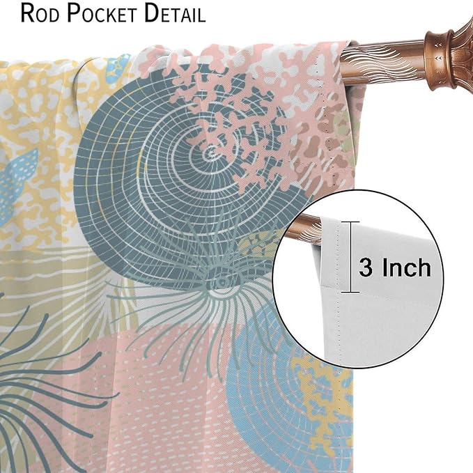 Nautical Blackout Curtain Beach Theme Starfish Seashell Nautical Rustic Ocean Sea Vintage Retro Coastal Summer Bedroom Set 2 Panels,84x84 Inches
