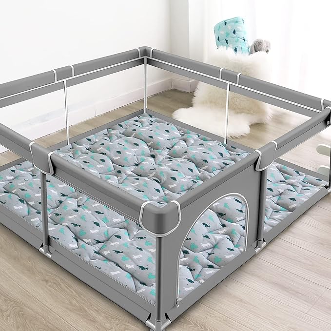 Baby Play Mat for 71'' x 59'' Playpen, Playmat for Babies and Toddlers Large & Thick, Non Slip Baby Play Mats for Floor, Kids Play Mat for Playpen Easy Clean, Foam Play Mat, Grey