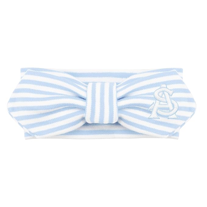 Creative Knitwear Arizona State Sun Devils Infant Girls Light Blue/White Striped Hair Knot Headband Embroidered Logo - Size Newborn - 4T