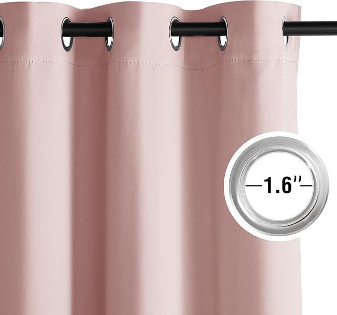 NICETOWN Blush Pink Room Darkening Curtains 36 Inches Long 2 Panels for Girls Room, Bedroom, Nursery Thermal Insulated Blackout Drapes Solid Grommet Noise Reducing Window Curtains, W40