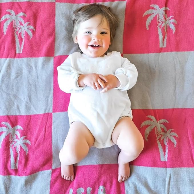 Personalized Signature Icon Blanket – 100% Organic Cotton Customized Baby Blanket, Custom Name, Crib 36x60, Gift for Baby Shower, Birthday Present, Girls and Boys, Toddlers Kids - Made in America