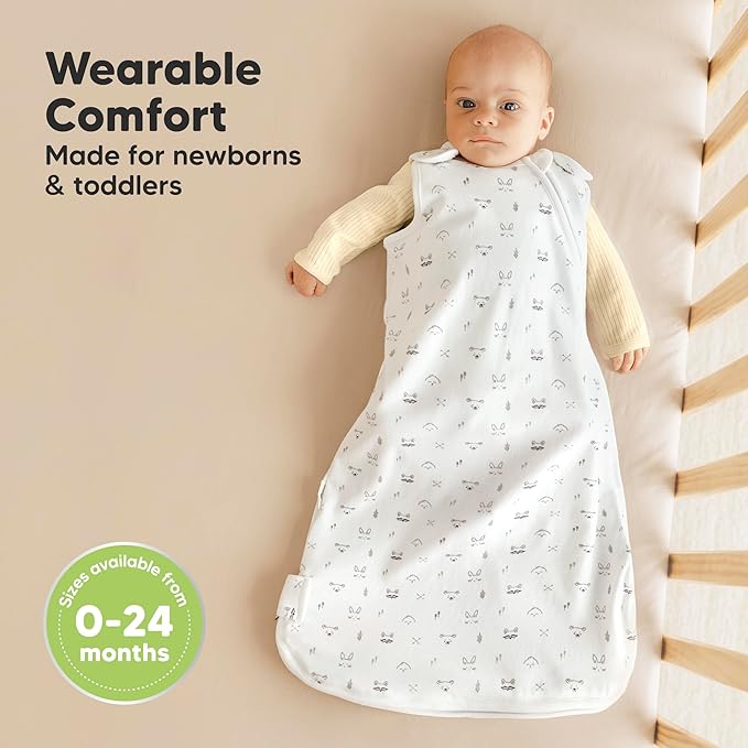 2-Pack Organic Baby Sleep Sacks, 100% Cotton - Soft & Breathable 0.5TOG Baby Wearable Blanket, Toddler Sleeping Sack 0-6 months, Easy to Wear Transitional Swaddles for Newborns, Infants (Nordic, S)