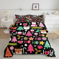 Merry Christmas Kids Comforter Set Full Size,Cartoon Santa Claus Snowman Xmas Bedding Set,Boys Girls Adults Room Decor,Christmas Trees Deer Cute Down Comforter,Colorful Duvet Insert,2 Pillowcases