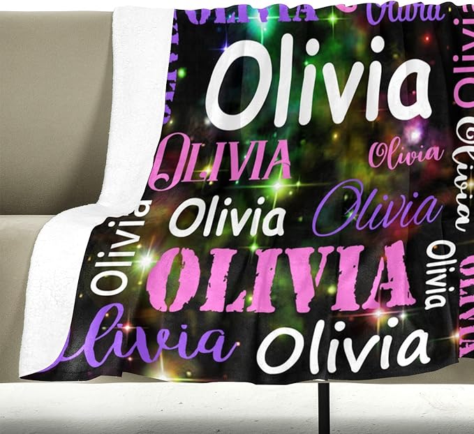 Gudina Personalized Name Blankets and Throws, Customized Name Blanket for Kids, Personalized Christmas Blanket Gifts for Women Men