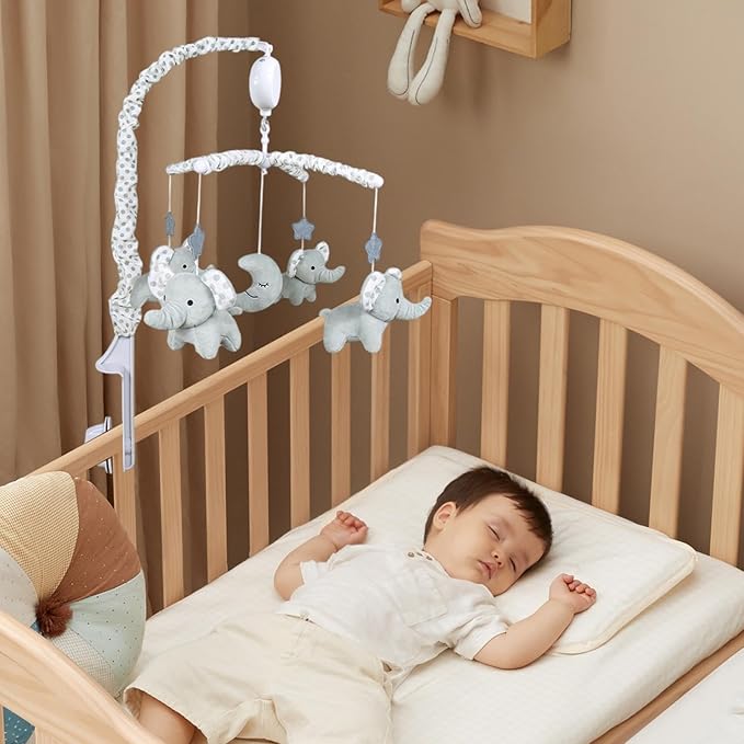 Mobile for Crib Nursery – Plush Ba-by Crib Mobile, Wind-Up Cradle Mo-Bile with High Contrast Music Box | Nursery Bed & Cradle Hanging Decoration for Room
