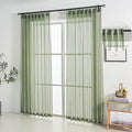 Sage Green Linen Look Pinch Pleated Sheer Curtains 108 Inches Long 2 Panels, 50 Inches Width, Rustic Textured Light Filtering Drapes, Elegant Floor to Ceiling Window Curtain with Hooks