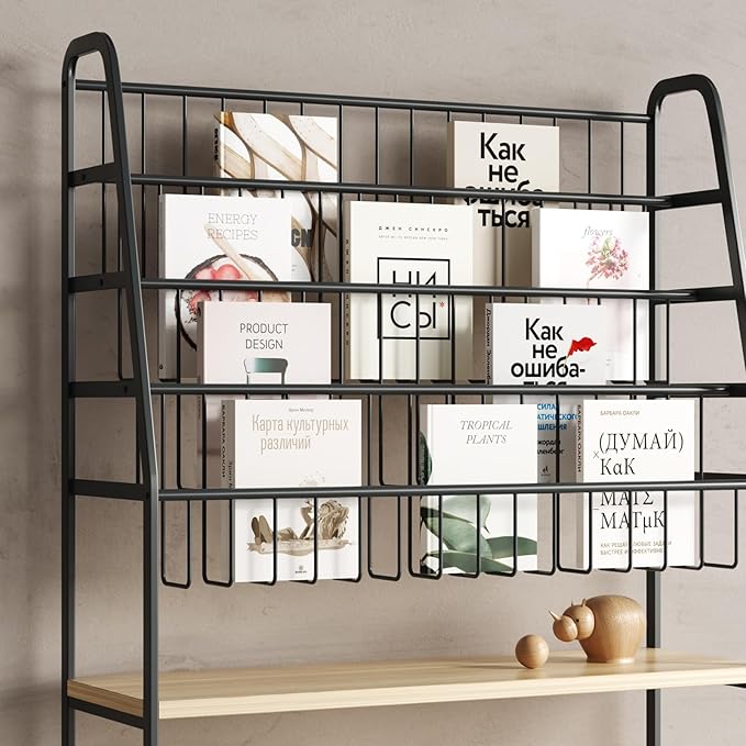 Metal Kids Bookshelf and Toy Storage Organizer,6 Tier Childrens Bookcase,Magazine Rack Floor, Book Shelf for Kids Rooms Classroom Nursery Living Room Office (Black, L:23.62")