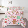 Feelyou Christmas Kids Comforter Set King Size Merry Christmas Tree and Snowman Bedding Set Gingerbread Man Duvet Quilt for Kids Boys Girls Bedroom Rainbow Print Decor Snowflake Ultra Soft Breathable