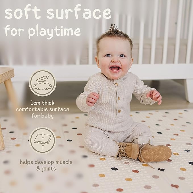 Baby Play Mat, Thick Foam Stars Design, Foldable Waterproof Mat for Crawling, Padded (79 x 59 Inches)