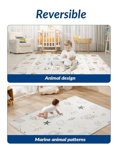 79x71 Baby Play Mat Foldable, Thick 0.8 Inch XPE Foam Waterproof, Extra Large Crawling Mat for Floor Kids Infant Training Non-Slip Reversible