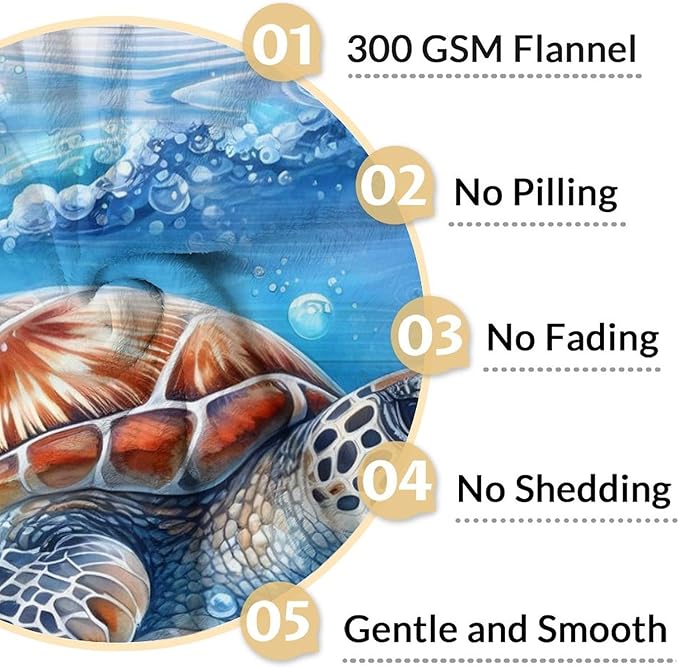 Turtle Gifts for Women - 60" x 80" Inches Cute Throw Blanket for Adults, Teens - Blue Cozy Furry Blankets for Sofa, Bed & Living Room