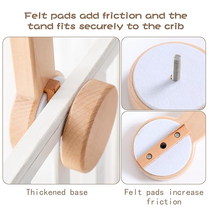 Baby Crib Mobile Arm,HBM 19-37 inches Wooden Mobile Arm for Crib Mobile Hanger for Crib Baby Girl Nursery Decor
