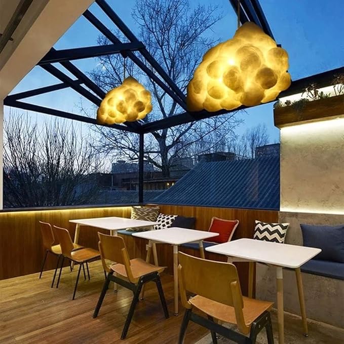 Cloud Chandelier, Modern White Cloud Pendant Light Fixture with 3 LED Bulbs for Bedroom, Nursery, Kids Room, Playroom, Living Room, Dining Room, Farmhouse, Contemporary Style(19.69")