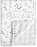 GLLQUEN BABY Blankets for Unisex Boys Girls, Muslin Cotton Front Soft and Breathable, and Dotted Fleece Backing, Printed Bed Nursery Minky Blankets for Toddler Newborn, Greenery, 30 x 40 inches