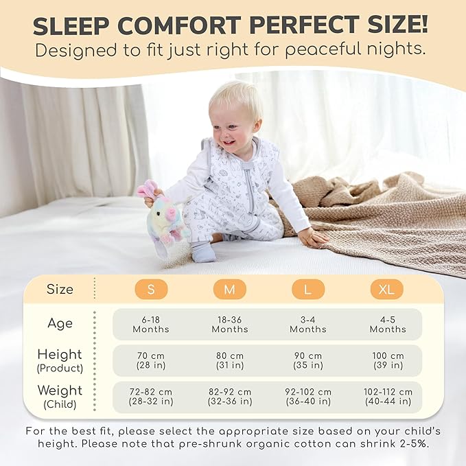 Mama Cheetah Toddler Sleep Sack with Feet in 1.0 Tog Organic Cotton for Boys and Girls, Baby Sleep Bag with Legs and 2-Way Zipper, Early Walker Medium