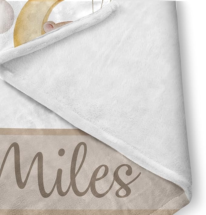 Custom Crib Bedding Set - Bear Design Personalized Name Baby Nursery Bedding 3 Pcs Set - Chic Soft Blanket, Sheet, Pillowcase for Newborns Boys Girls Gifts Color02