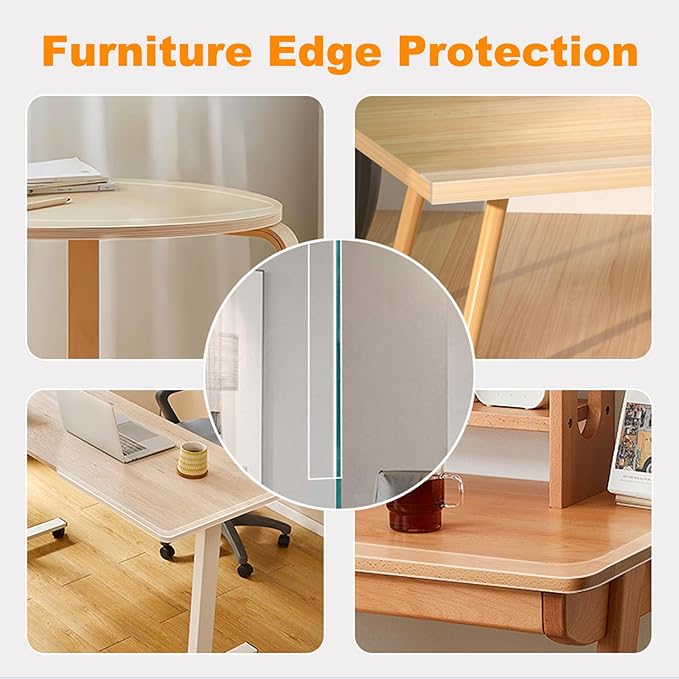 3 Pack Clear Edge Protector Strip,1.57 in x 9.84 FT,Sharp Edge Wrap Cover Tape,Self Adhesive Protective Bumper Guards for Cabinet Door Desk Glass Table Bed Furniture,Kitchen Countertop