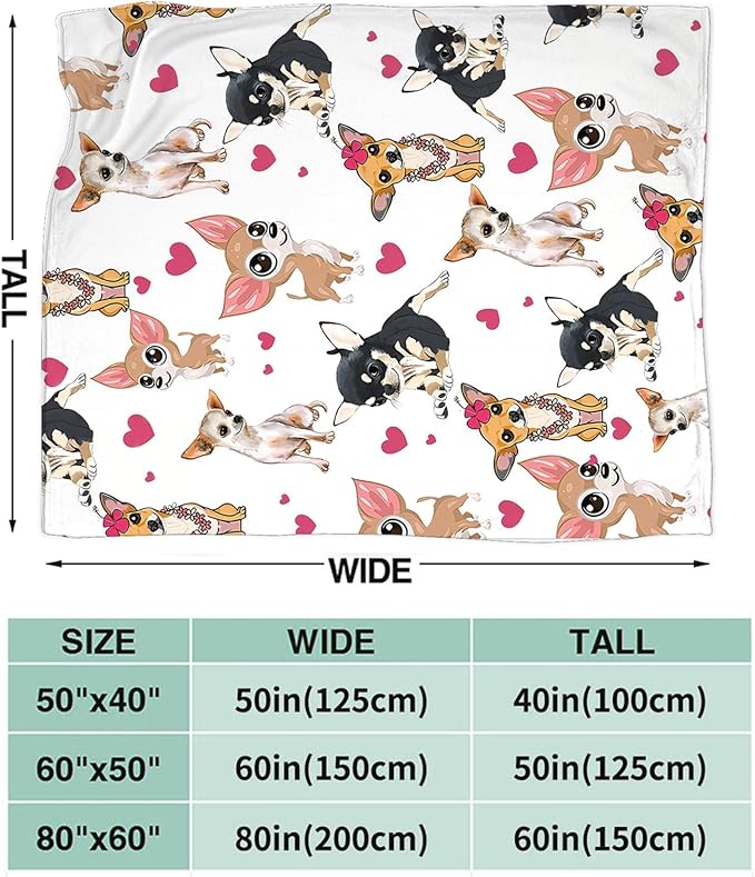 Tijuboni Chihuahua Throw Blanket Dog Gifts for Girls Boys Women Men Kids Adults Soft Flannel Fleece Blanket for Couch Sofa Bed Home Decor 40"x50"