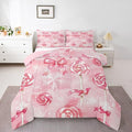 Feelyou Pink Bow Comforter Set Full Size Pink Lollipops Bedding Set for Kids Boys Girls Watercolor-Style Duvet Quilt Xmas Snowflake Bedroom Decor Christmas Microfiber 3 Pcs with 2 Pillow Cases