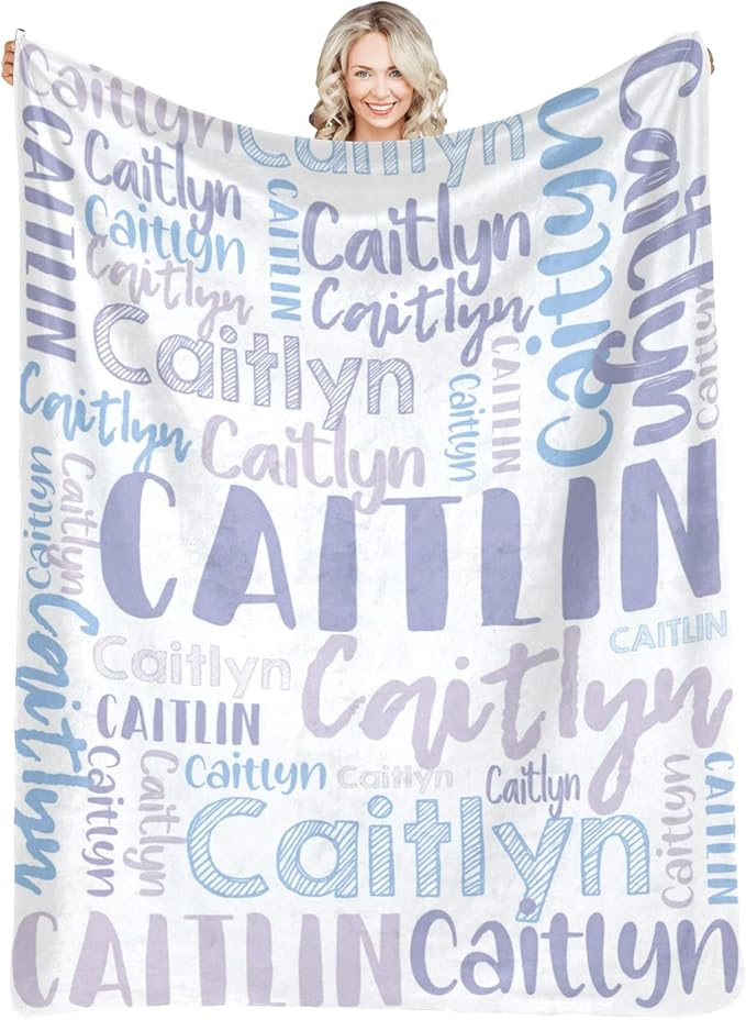 Dr.TOUGH Personalized Blankets with Name Customized Baby Blankets for Girls Boys Adults Monogrammed Blankets and Throws Christmas Birthday Mothers Fathers Valentines Day Gift (Light Purple,30''×40'')