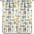 Nursery Safari Animals Window Curtains,Cartoon Woodland Jungle Forest Lion Elephant Giraffe Printed Pattern Blackout Drapes for Living Room Baby Boy Kids Bedroom 63x72in