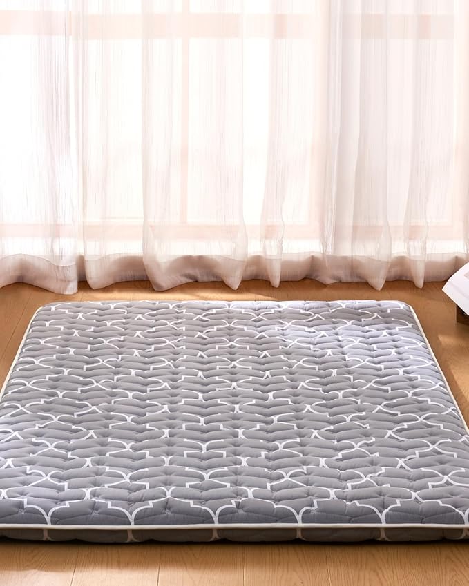 6th Generation Japanese Floor Futon Mattress - Extra-Thick 9-Layer Modern Futon with 100% High-Density Foam, Portable Floor Mattress Sleeping Pad for Adults, Guest Room, Dormitory, Full Size (54"X80")