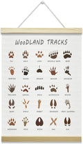 Nopoben Woodland Tracks Poster Hanger Frame, Animal Tracks Wall Art With Wooden Poster Hanger, Educational Animals Wall Decor, Forest Hunting Boy Nursery Decor(12x16 Inches)-18