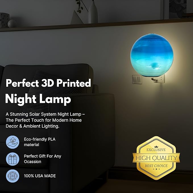 Neptune Night Lights | 5" Neptune Night Lamp LED Light | 3D Solar System NightLight, Planet Home Décor, Space Nursery, Kids Room, Space Gift, Birthday Gifts, Bedroom Decorations