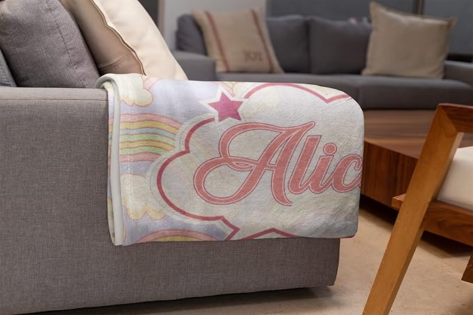 Personalized Rainbow Blanket for Girls | Kids Rainbow Unicorn | Custom Plush Fuzzy Rainbow for Toddler | Customized Little Girl Throw Blankets | Girl Sofa Bed Birthday | Sherpa 50x60