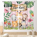 Kids Safari Animals Curtains, Cartoon Giraffe Elephant Monkey Woodland Jungle Tropical Leaf Pink Window Curtains for Boys Girls Baby Living Room Bedroom Nursery Classroom 2 Panels, 42"x54" Inch