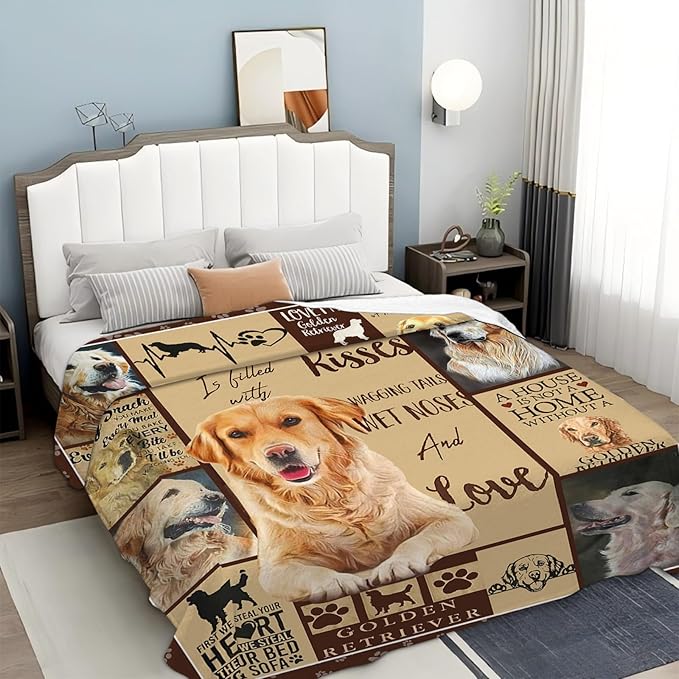 Tijuboni Golden Retriever Throw Blanket Dog Gifts for Girls Boys Women Men Kids Adults Soft Flannel Fleece Blanket for Couch Sofa Bed Home Decor 40"x50"